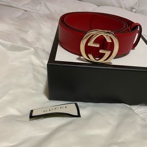 Authentic Gucci GG Belt Red